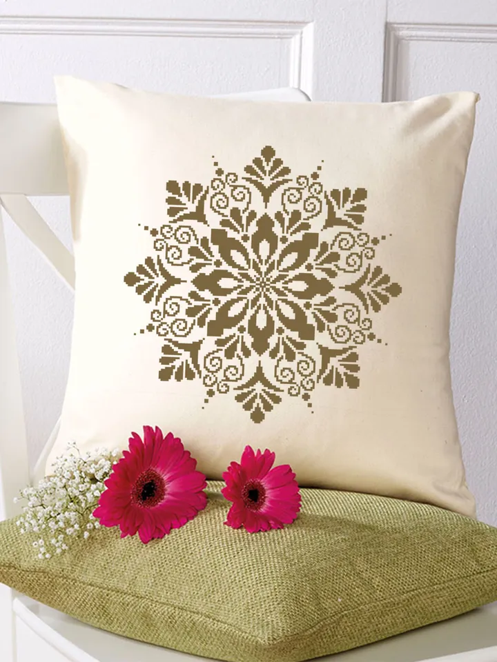 Easy mandala cross stitch pattern download PDF, Monochrome floral ornament cross stitch, Mandala pattern digital PDF, Beginner stitch #M91