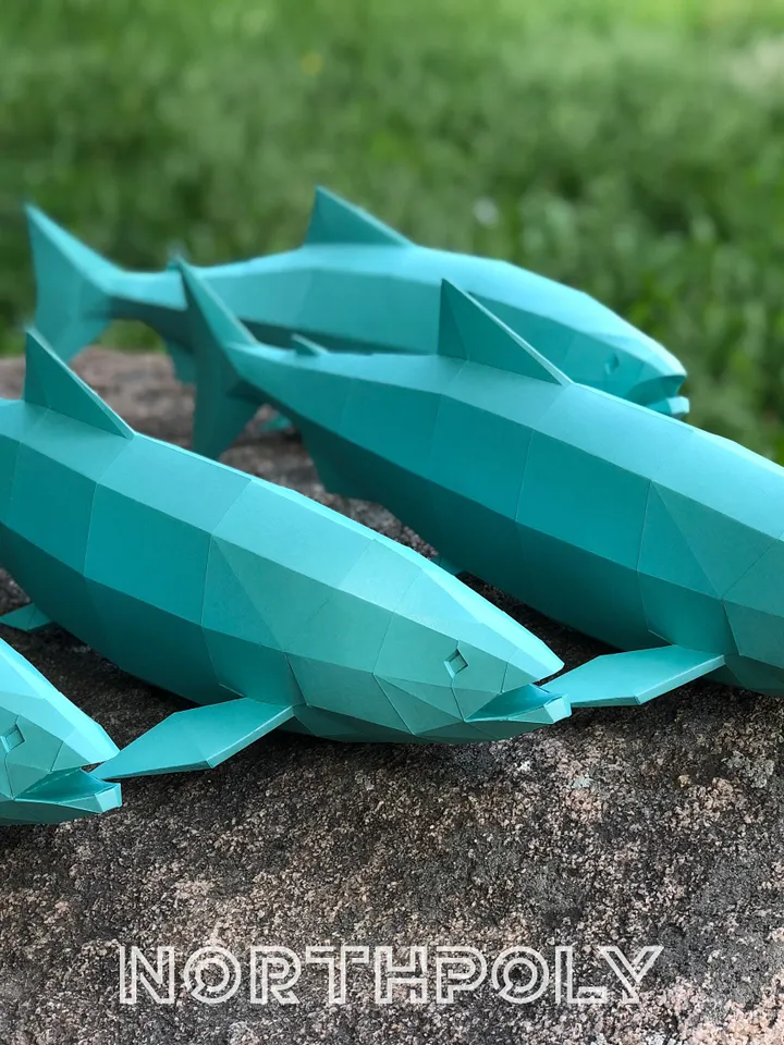 Salmon Papercraft, Fish, Digital Template, PDF Download, Gurko, 3D Low Poly, Pepakura, Origami Sculpture, Paper Party Decoration, DIY Gift