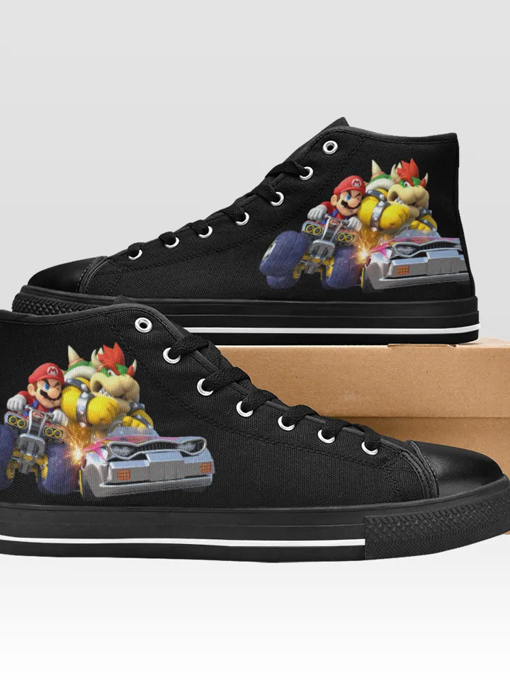 Mario Kart Shoes, High-Top Sneakers, Handmade Footwear