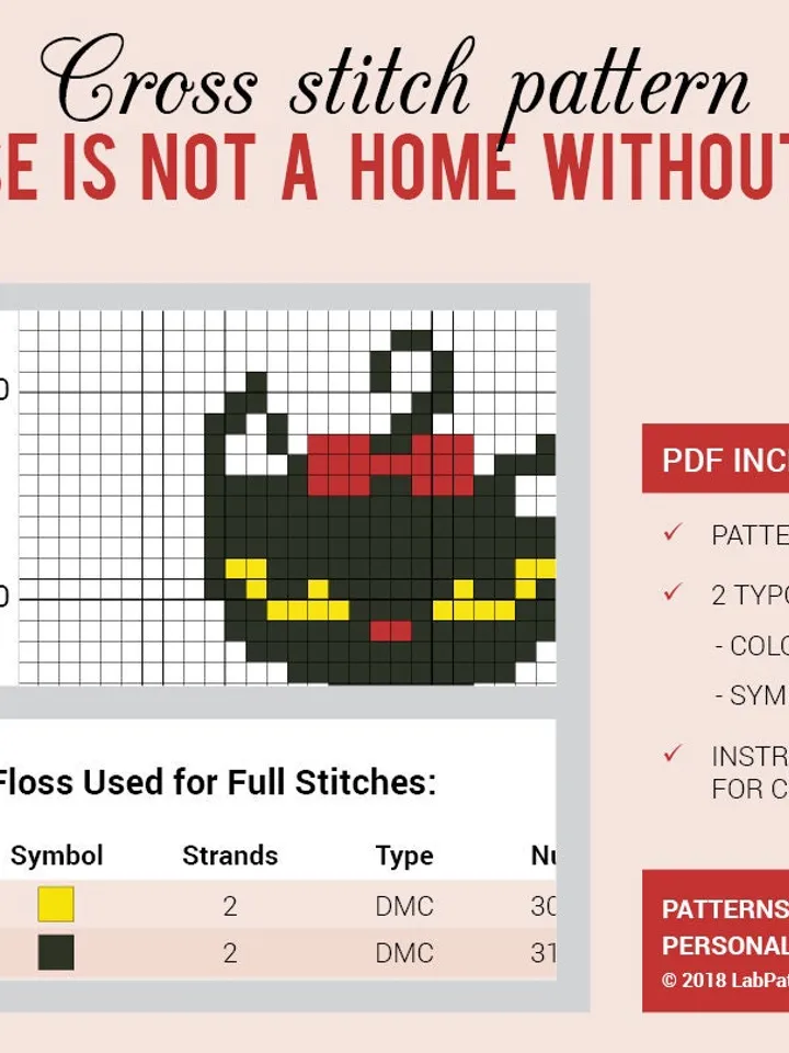 Cross stitch pattern a House is not a Home without a Pet Cross stitch pattern Cat Dog Paw Sweet Home PDF Format Instant Download Home decor