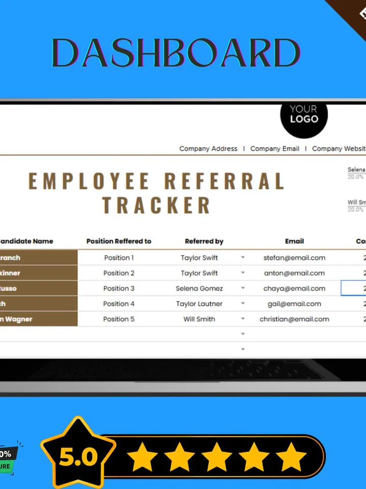 Employee Referral Tracker HR Template, Editable Google Sheets, Employee Referral Bonus Log, Recruitment Tracker