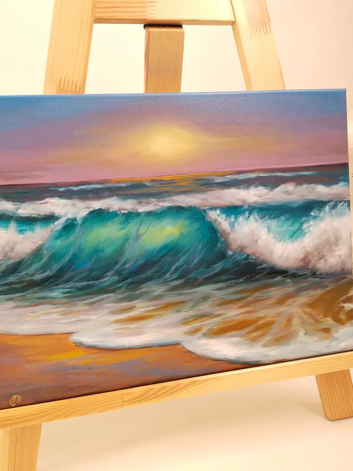 Sunset seascape oil painting