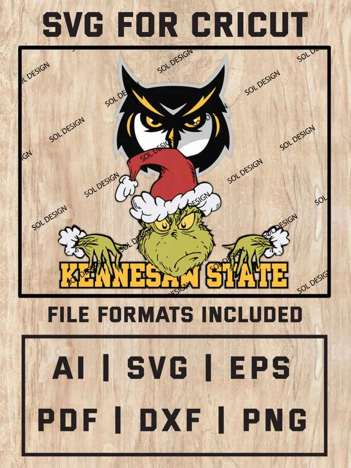 Grinch Kennesaw State Owls SVG, NCAA SVG Design, NCAA Kennesaw State Owls SVG, NCAA Owls Cricut, Christmas Svg, Grinch svg, Digital Download