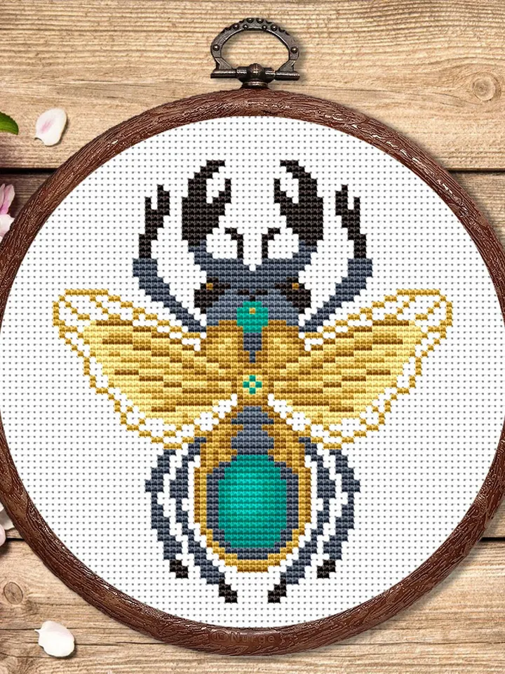 The Beetle Cross Stitch Pattern, Summer Cross Stitch, Embroidery Beetle, Insect Cross Stitch Pattern, Modern Cross Stitch Pattern #anm011
