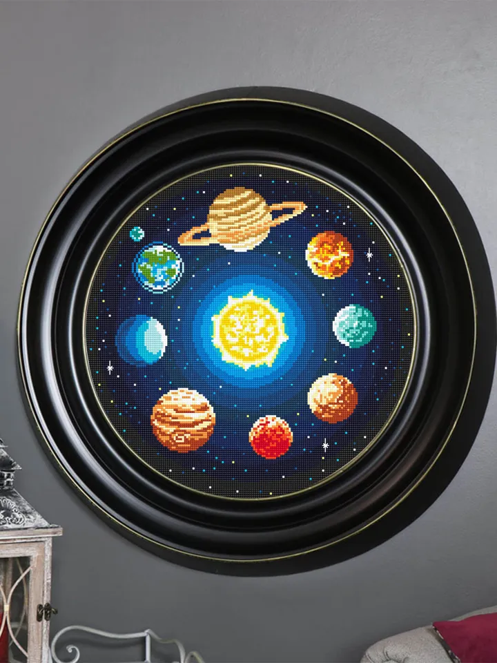 Solar system cross stitch pattern download PDF Planets cross stitch chart, Galaxy pattern PDF, Space cross stitch, Starry night sky #L58