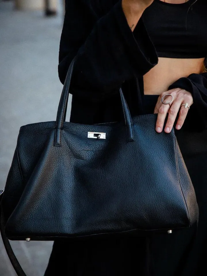 Genuine leather black classy designer women bag | everyday purse | elegant bag