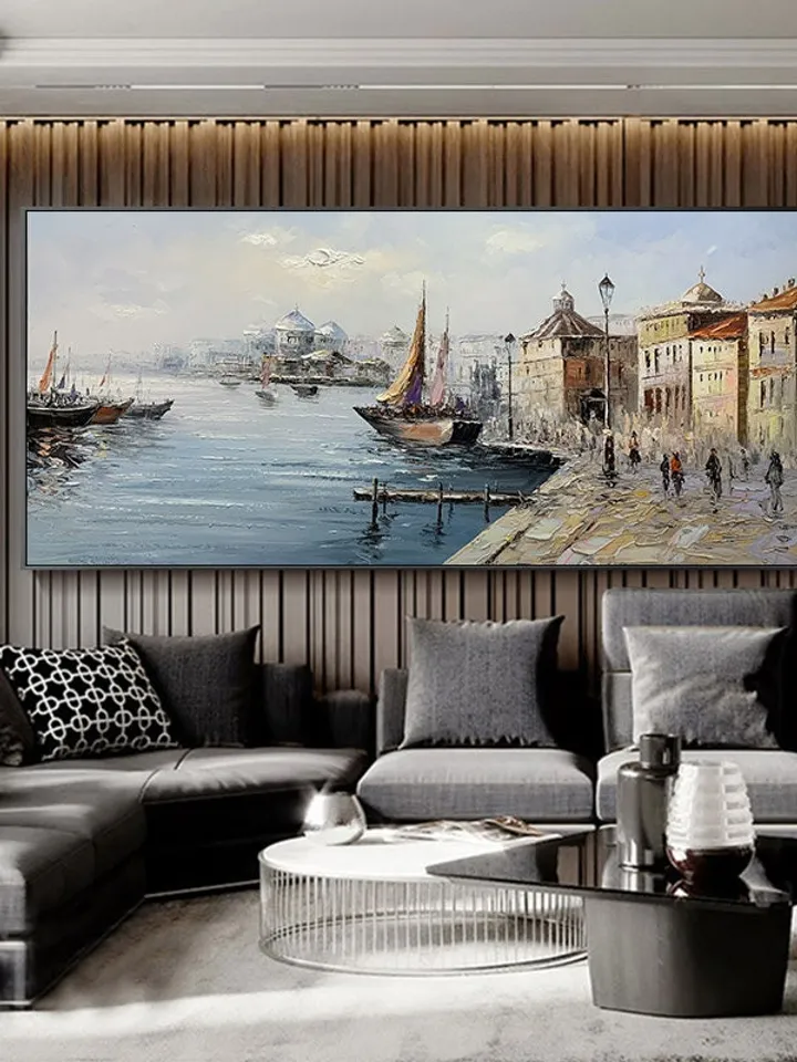 PANORAMIC WALL ART - Bridge Photography - River Landscape Abstract Extra Large Artwork - Living Room Decor