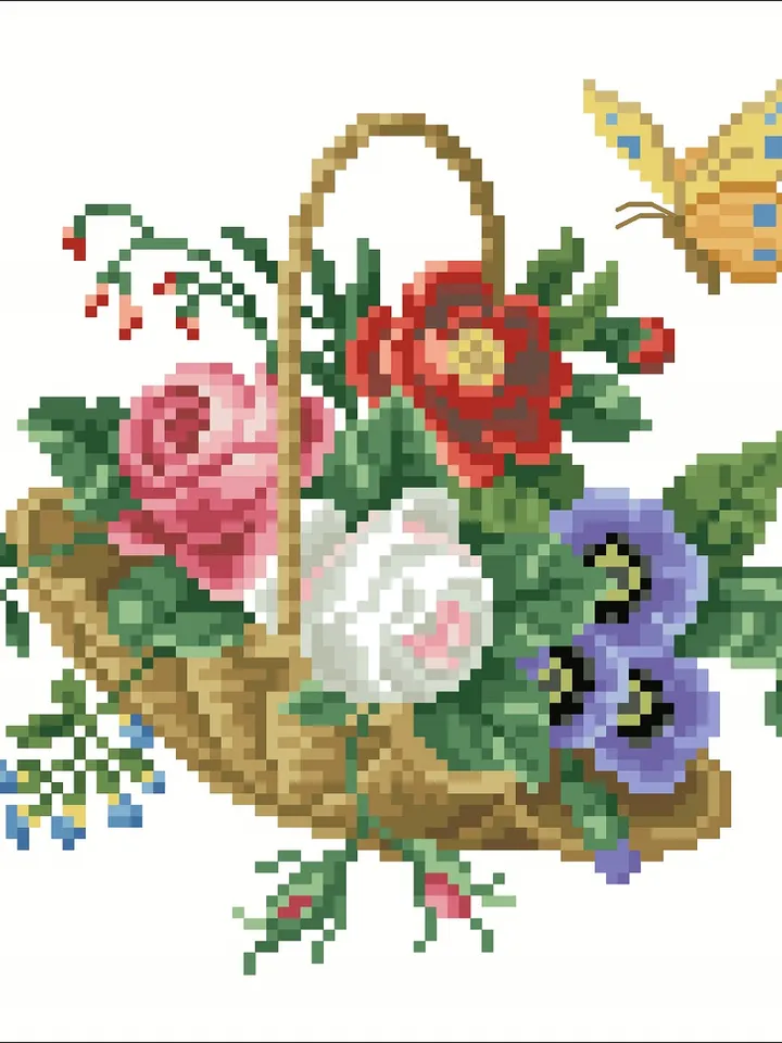 Antique Cross Stitch Pattern Butterfly Delight Digital Download PDF