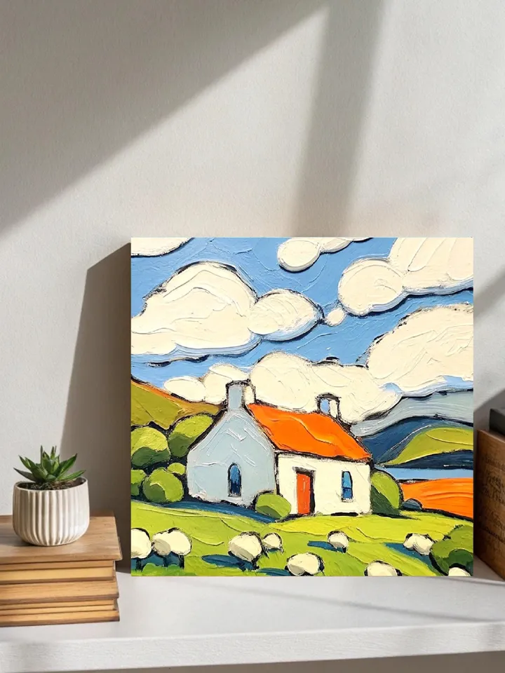 Ireland Painting Irish Cottage Original Art Sheeps Painting Landscape Impasto Oil Painting Farm Impressionist Art Gift by ArtProkopaloSv