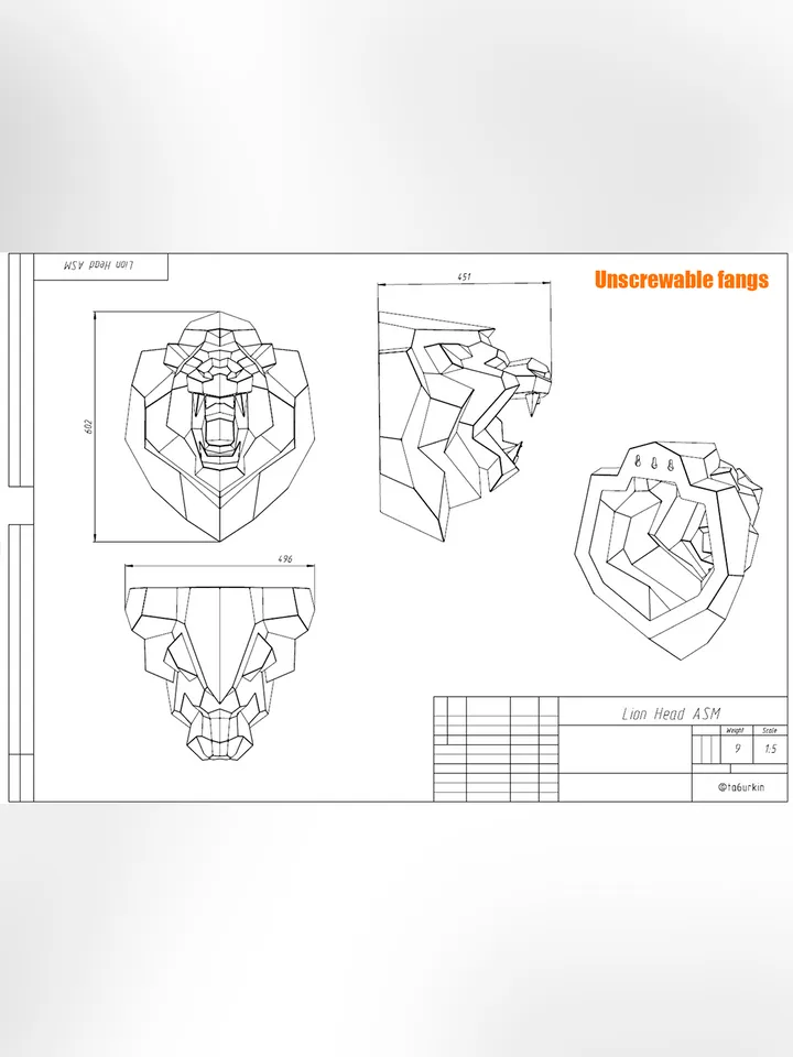 Welding Project Plans Drawings Lion Head (DXF, PDF)