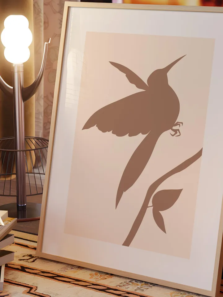 Minimalist Bird Wall Art Boho Bird Poster Abstract Nature Silhouettes Modern Brown Decor Scandinavian Style Contemporary Bird Print Digital