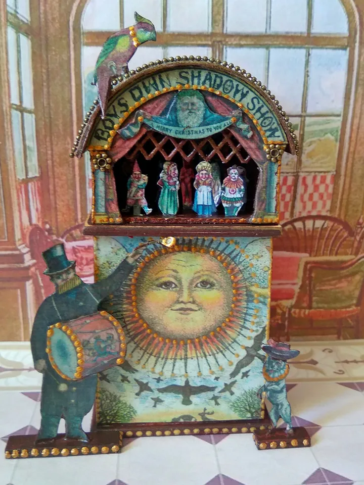 Old-style puppet theater. Paper theater.1:12 scale.