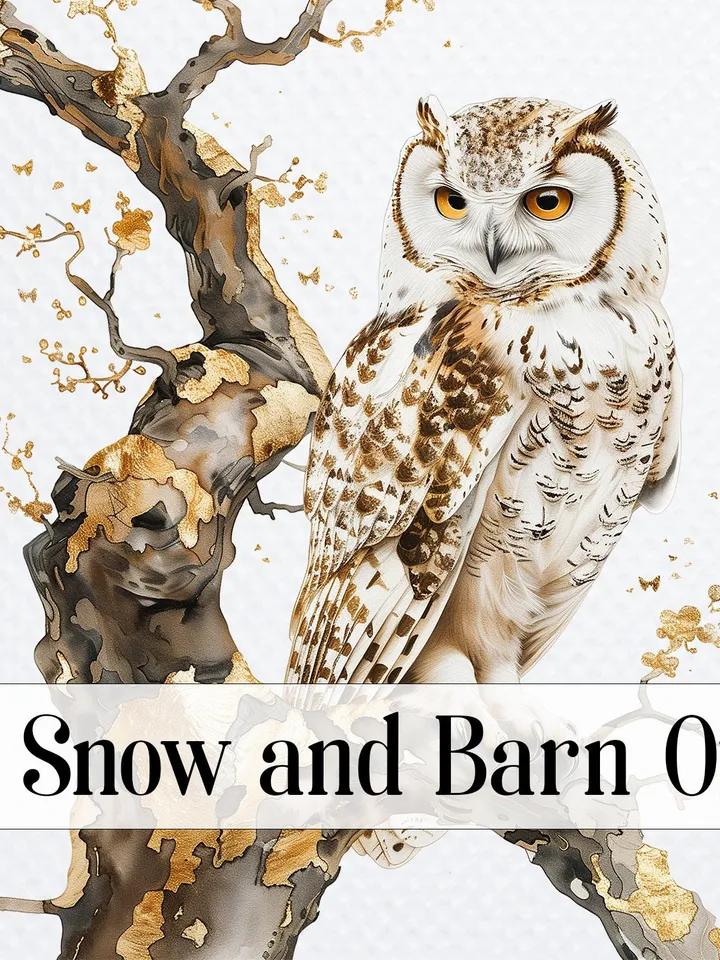 13 PNG Snow and Barn Owl Bundle, Watercolor Owl Clipart for sublimation, Cute Owl Clip Art, Digital Watercolor clipart, Printable print