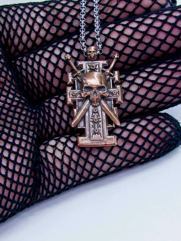 Pure Copper Ordo Xenos Insignia with Skull and Crossed Swords