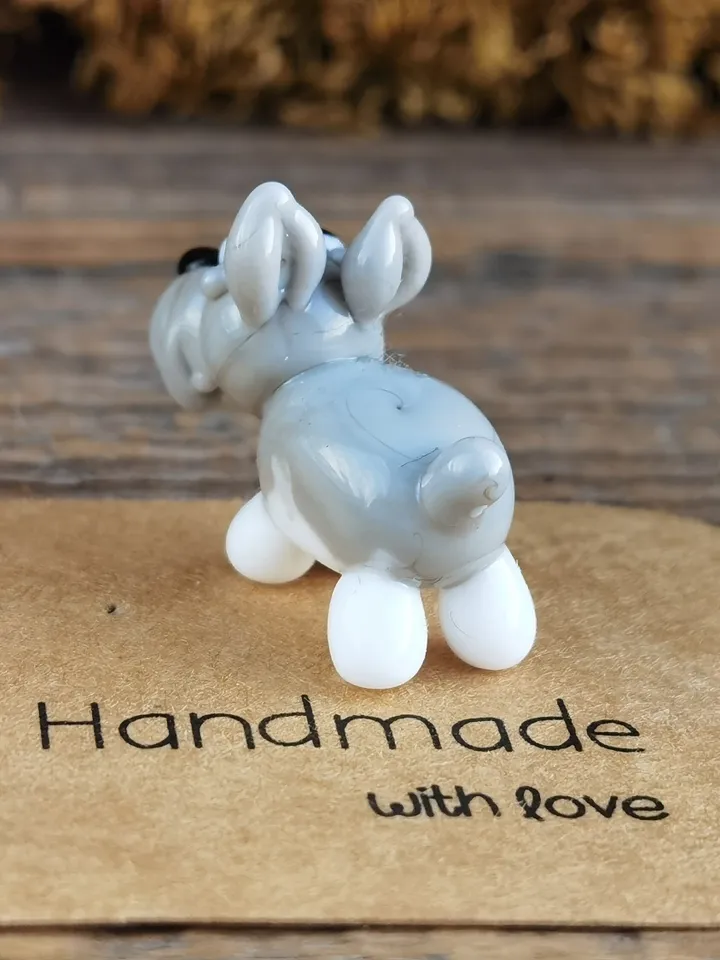 GLASS FIGURINES Schnauzer figurine Schnauzer GIFT Dog ornament Dog art Glass Dog decor Glass schnauzer art Miniature animals Tiny schnauzer