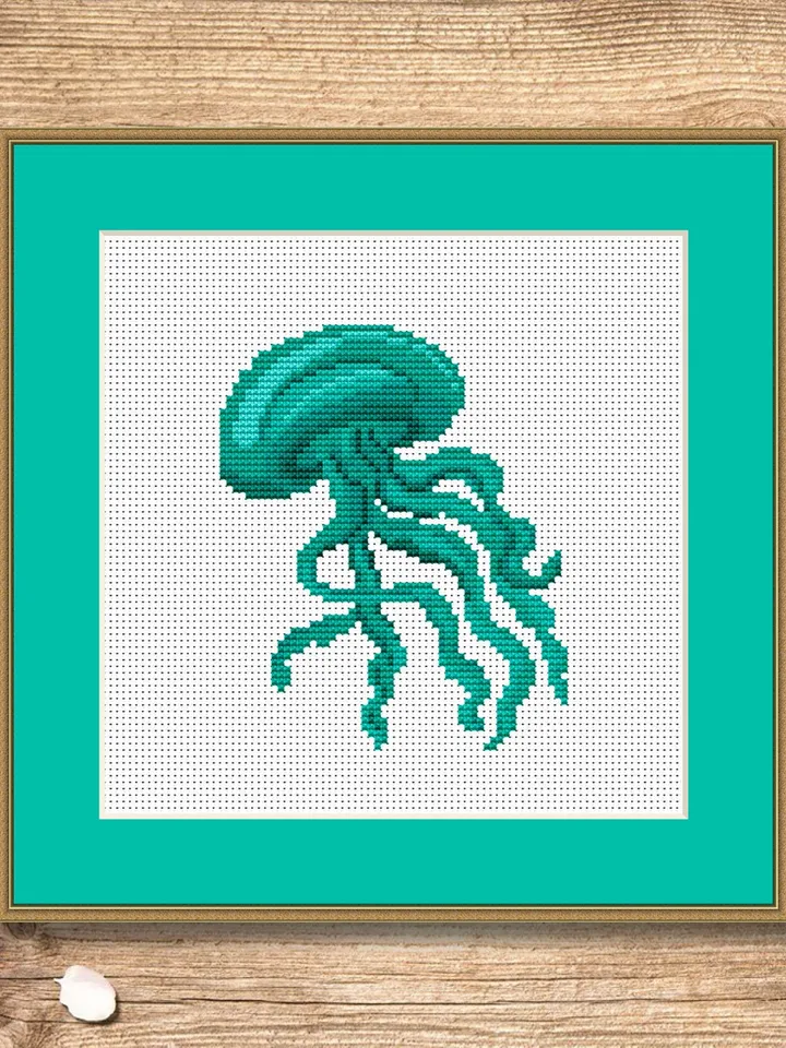 The Jellyfish Cross Stitch Pattern, Sea Cross Stitch, Embroidery Jellyfish, Medusa Cross Stitch Pattern, Modern Cross Stitch Pattern #anm013