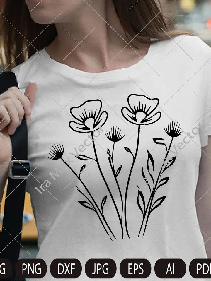 Wildflowers svg, Wild flower svg bundle, floral frame svg, Split monogram svg, Bouquet SVG, Floral svg, nature svg, flower sketch svg