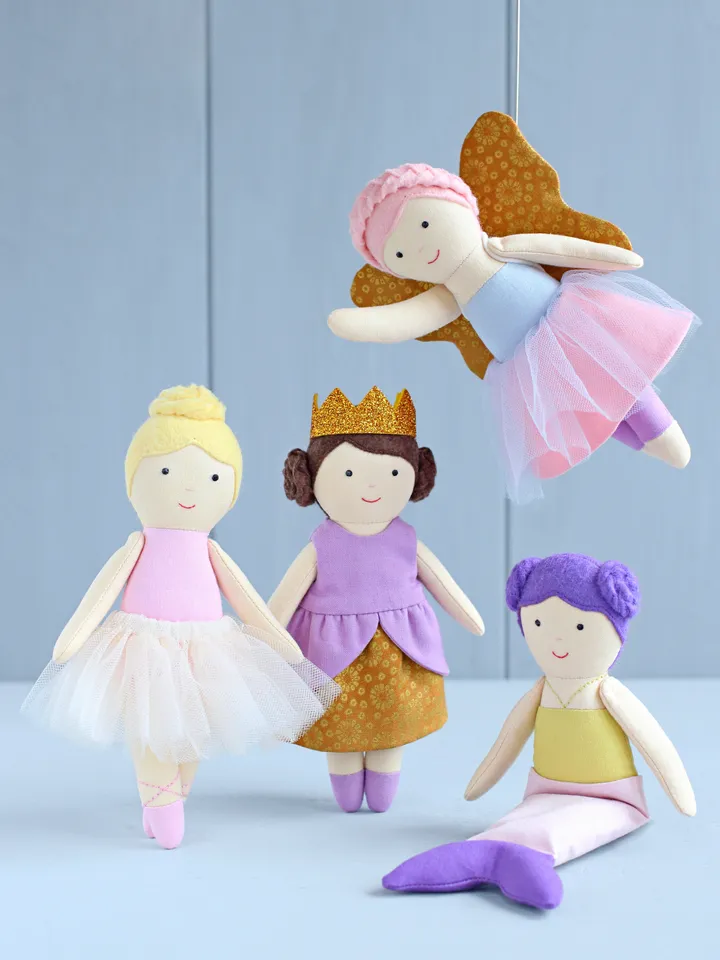 PDF Ballerina, Princess, Mermaid and Fairy Outfits for 16 cm (6″) Mini Rag Dolls Sewing Pattern