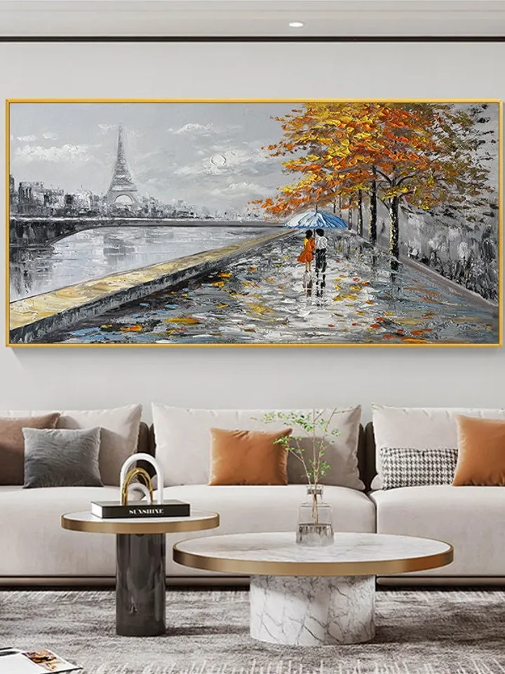 Paris Painting on Canvas, Original Art, Eiffel Tower Painting, Large Wall Art Abstract Art, Landscape, Cityscape Painting, Living Room Décor