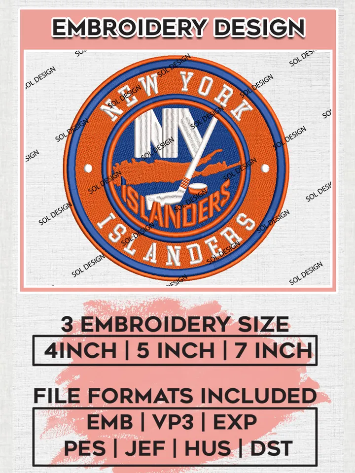 New York Islanders Circle Logo Machine Embroidery Files, NHL New York Islanders Embroidery Designs, NHL Islanders Logo, NHL Embroidery Designs, Digital Download