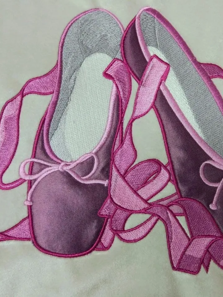 Ballet Shoes with Applique machine embroidery design