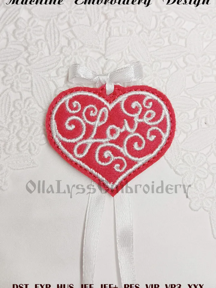 Love Gift Tag ITH machine embroidery design