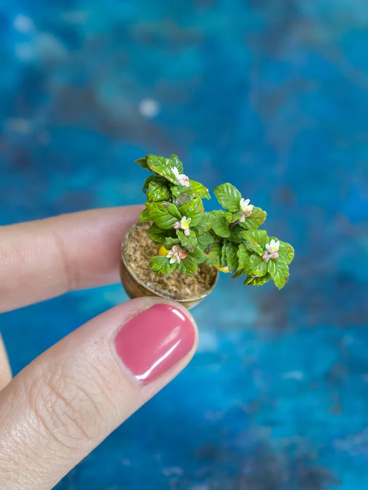 MINIATURE Lemon tree in a ceramic pot 2 | Dollhouse miniatures