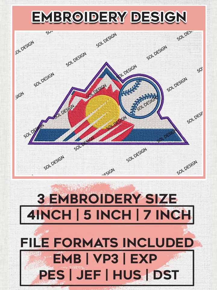 Colorado Rockies MLB Team Logo Embroidery Files, MLB Colorado Rockies Team Embroidery, MLB Teams, 3 sizes, MLB Machine embroidery designs, Digital Download