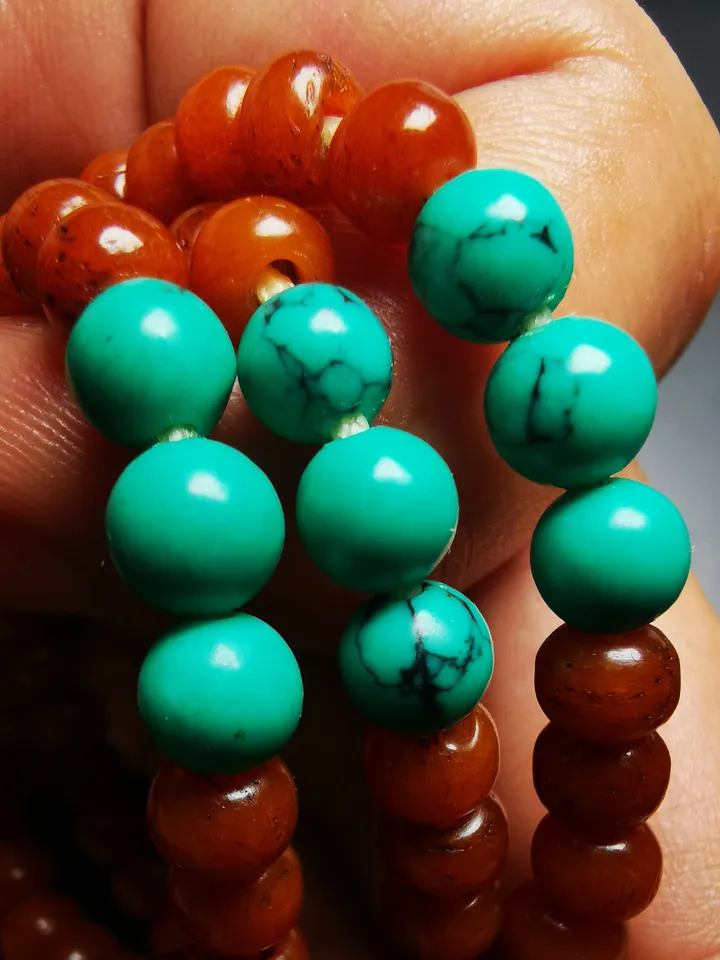 Gandhanra Hand-carved Tibetan Yak Bone Mala Beads Necklace,Small Prayer Beads Bracelet for Women