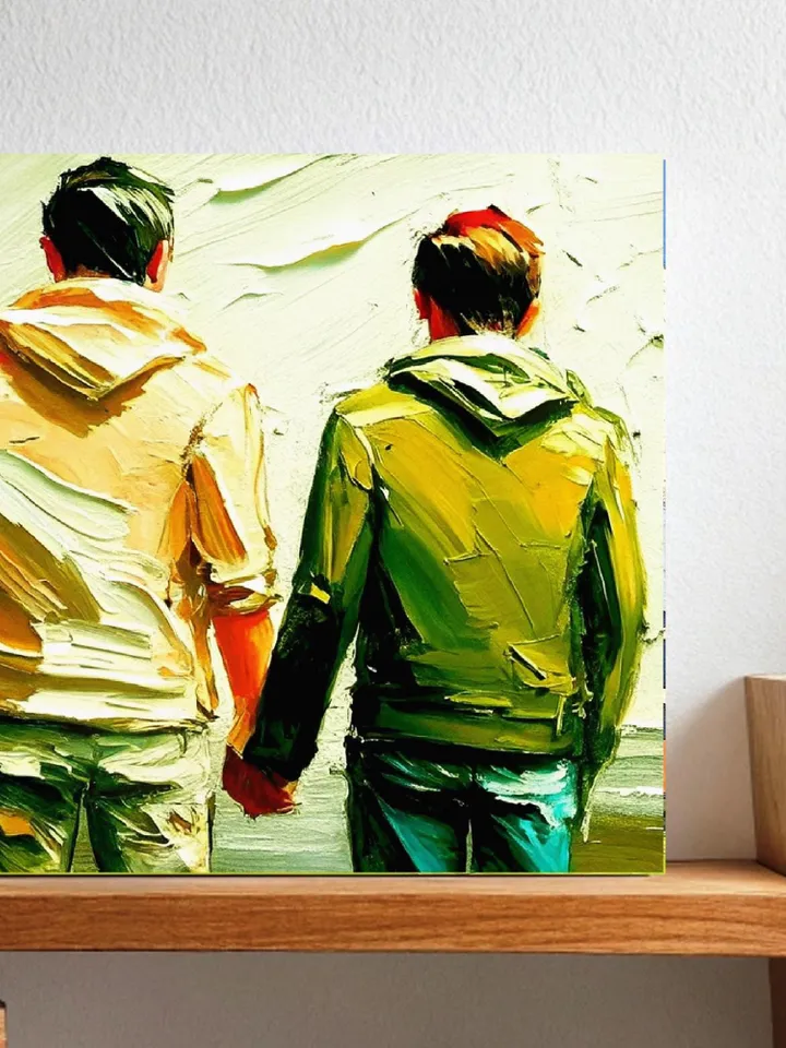 Bodies Painting Two Male Impasto Oil Painting Gay Original Art Men's Friendship Artwork Gifts by ArtProkopaloSv