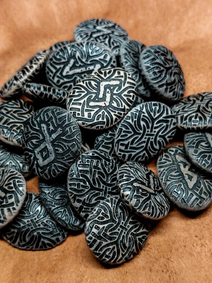 Celtic Scandinavian Stone Runes. Leather Bag. Elder Futhark. Viking Rituals. Aegishjalmur. The Helm of Awe Symbol.