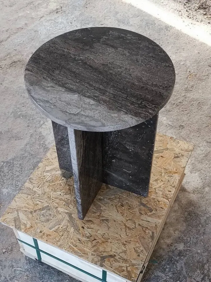 Brown marble side table, end table handmade real marble free shipping italian model