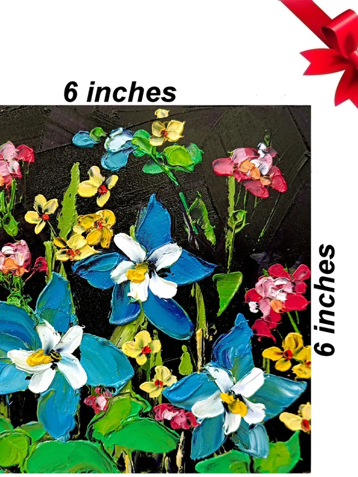Wildflower Painting Catchment Original Art Flower Colorado Floral hand-painted Mini Landscape 6x6” Small Unique Art Decor by ArtProkopaloSv