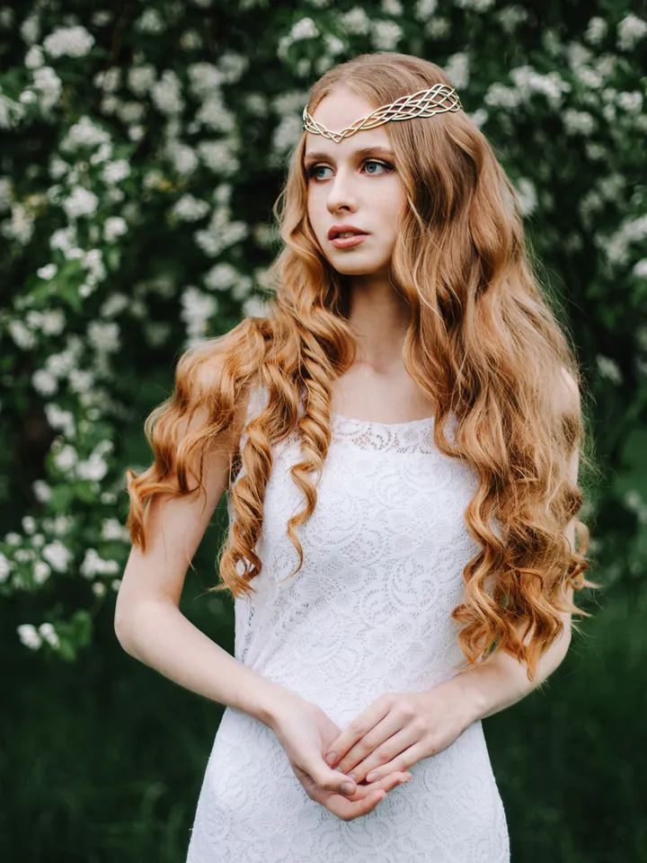 Wedding diadem Bridal Elven Tiara Elven bridal hair vine Wedding Headpiece bridal headband fantasy fairy Tiara Louise
