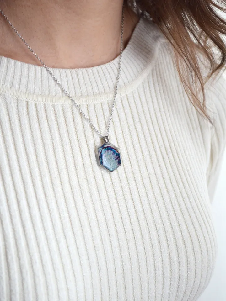 Real Dianthus necklace. Carnation pendant in resin. Forest Jewelry.