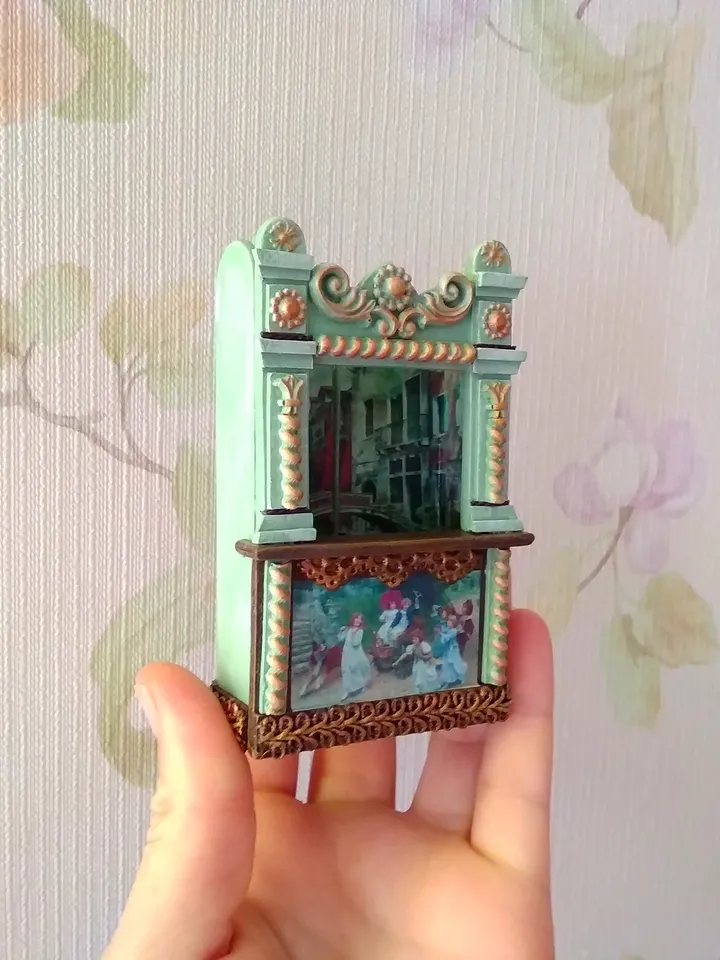 Miniature puppet theater for doll houses.1:12 scale.