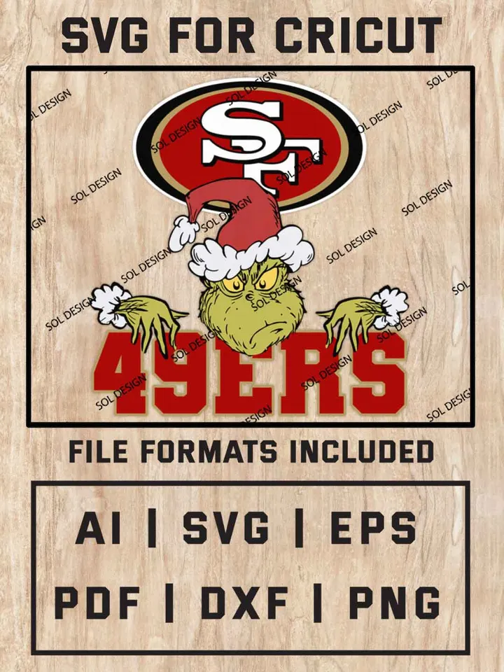 Grinch San Francisco 49ers SVG, NFL SVG Design, NFL San Francisco 49ers SVG, NFL 49ers Cricut, Christmas Svg, Grinch svg, Digital Download