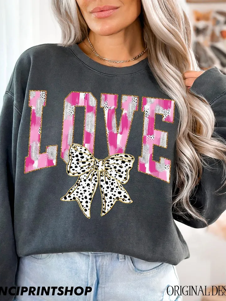 2 files, Love png, Coquette Bow Valentines png, Love Sublimation, Brushstroke Valentines png, Valentines Shirt Sublimation, Pink valentines