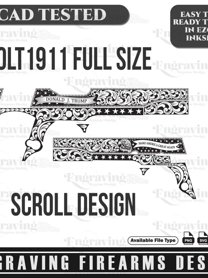 Colt1911 Full Size Trump Design Svg,lasercut,laserengraving,fiberlaser,engravingfiles,laserpattern,engravingdesign,engravingpattern,metalart