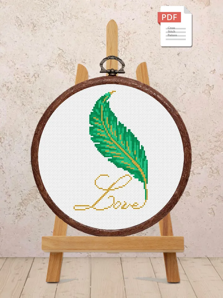 The Feather Love Cross Stitch Pattern, Feather Cross Stitch Pattern, Folklore Cross Stitch Pattern, Boho Feather Patterns #oth008