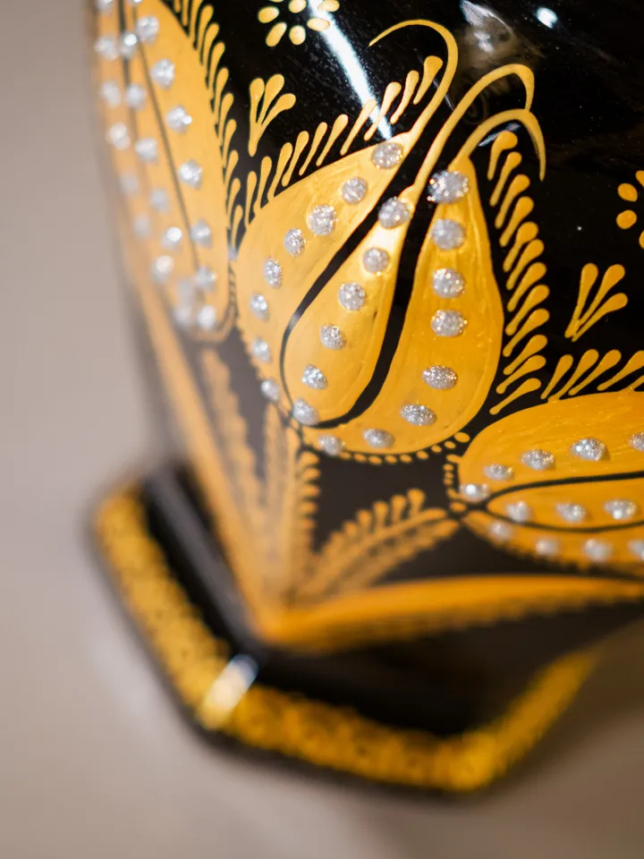Black and Gold Handmade Vase | Decorative Modern Vase for Luxury Home Decor