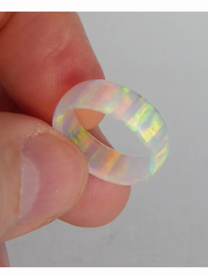 Very beautiful unique opal ring. Solid opal ring. Transparent opal ring.