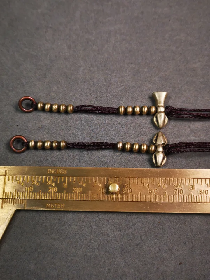 Gandhanra Handmade Tibetan Buddhist Mala Counters,Prayer Bead Counters,with Vajra and Bell Pendant,Made of Brass,Small Size 4mm