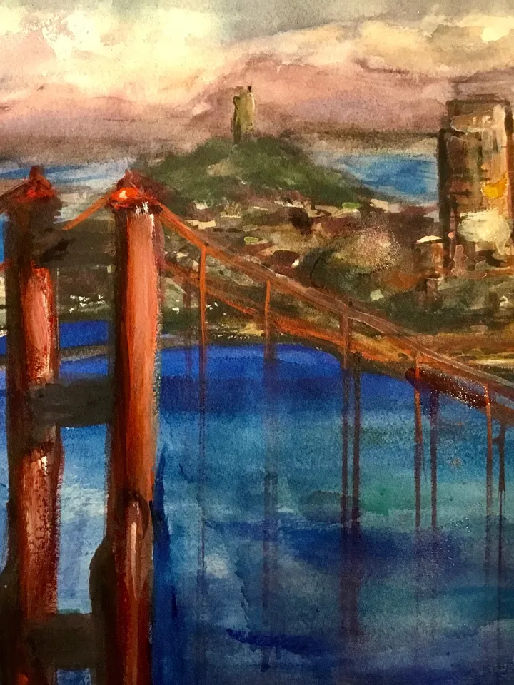 San Francisco painting,original watercolour painting wall art,cityscape painting,american town’s painting,California painting,USA painting.
