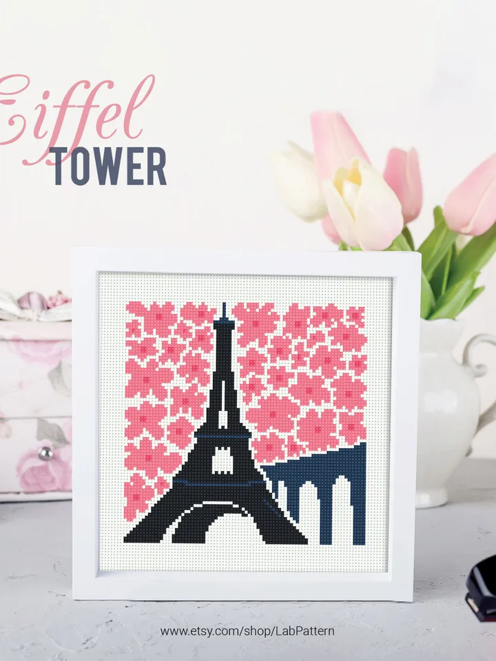 Bundle of 4 mini city Cross stitch patterns contemporary famous architecture Abstract beginner counted modern DIY embroidery instant PDF