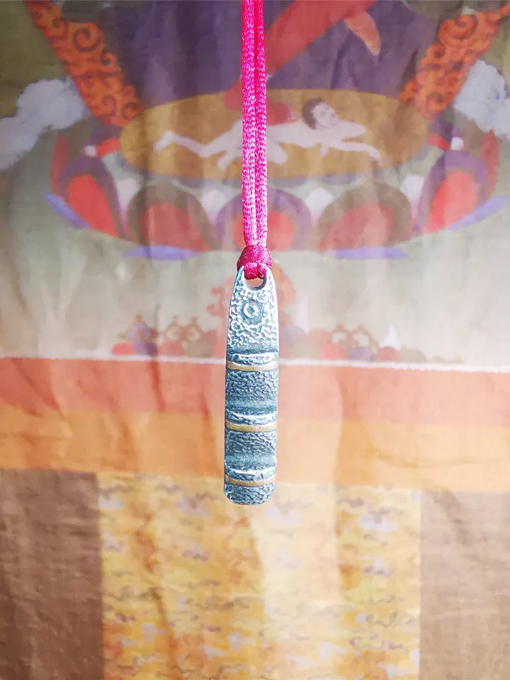 Gandhanra Handmade Tibetan Amulet Pendant,Tibetan Ladder of Heaven, Made of Cold Iron,1.38"