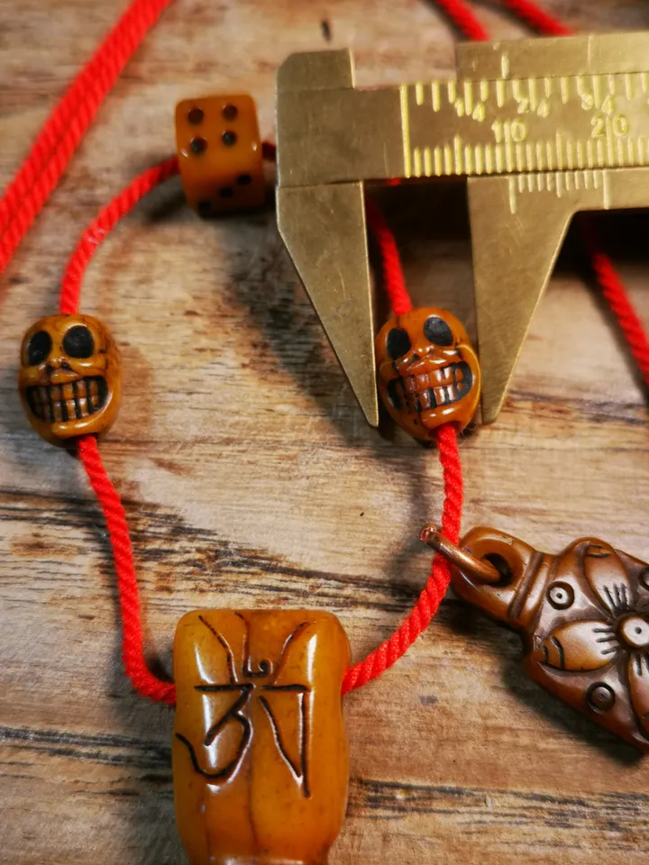 Gandhanra Bone Carved Tibetan Mala Decor Beads Set,include Guru Bead, Marker Bead,Tassel Bead ,Bead Clip,String and Crochet,DIY Prayer Bead