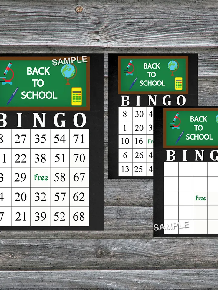 Back to school bingo game,Back to school Printable bingo cards,100 Bingo Cards