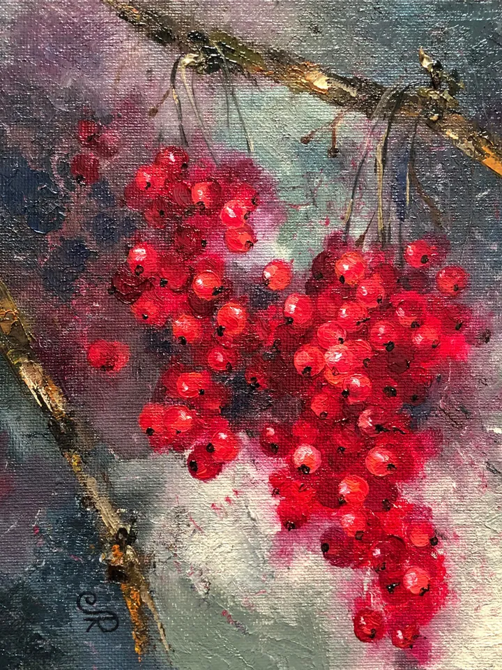 Fruits Original Painting Berries Oil Wall Art Kitchen Still life