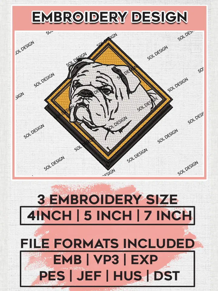 NCAA Bryant Bulldogs Team Head Mascot Logo embroidery designs, NCAA Bryant Bulldogs Logo Machine embroidery files, NCAA Team Logo embroidery designs, NCAA Game Day Machine embroidery designs, Digital Download